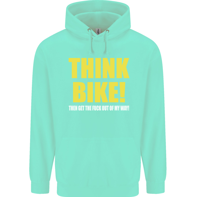 Think Bike! Cycling Biker Motorbike Bicycle Mens 80% Cotton Hoodie Peppermint
