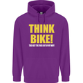 Think Bike! Cycling Biker Motorbike Bicycle Mens 80% Cotton Hoodie Purple