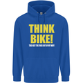 Think Bike! Cycling Biker Motorbike Bicycle Mens 80% Cotton Hoodie Royal Blue