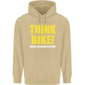 Think Bike! Cycling Biker Motorbike Bicycle Mens 80% Cotton Hoodie Sand