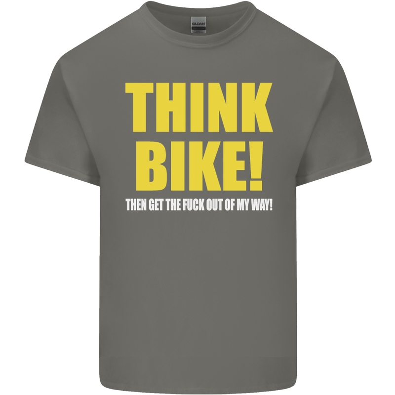 Think Bike! Cycling Biker Motorbike Bicycle Mens Cotton T-Shirt Tee Top Charcoal