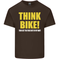 Think Bike! Cycling Biker Motorbike Bicycle Mens Cotton T-Shirt Tee Top Dark Chocolate
