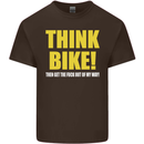 Think Bike! Cycling Biker Motorbike Bicycle Mens Cotton T-Shirt Tee Top Dark Chocolate