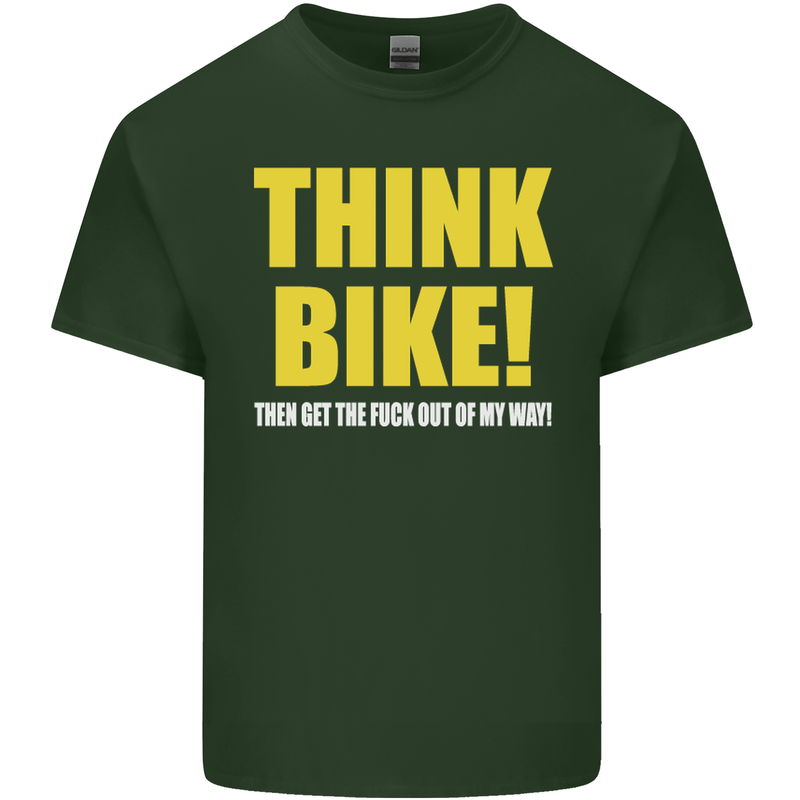 Think Bike! Cycling Biker Motorbike Bicycle Mens Cotton T-Shirt Tee Top Forest Green