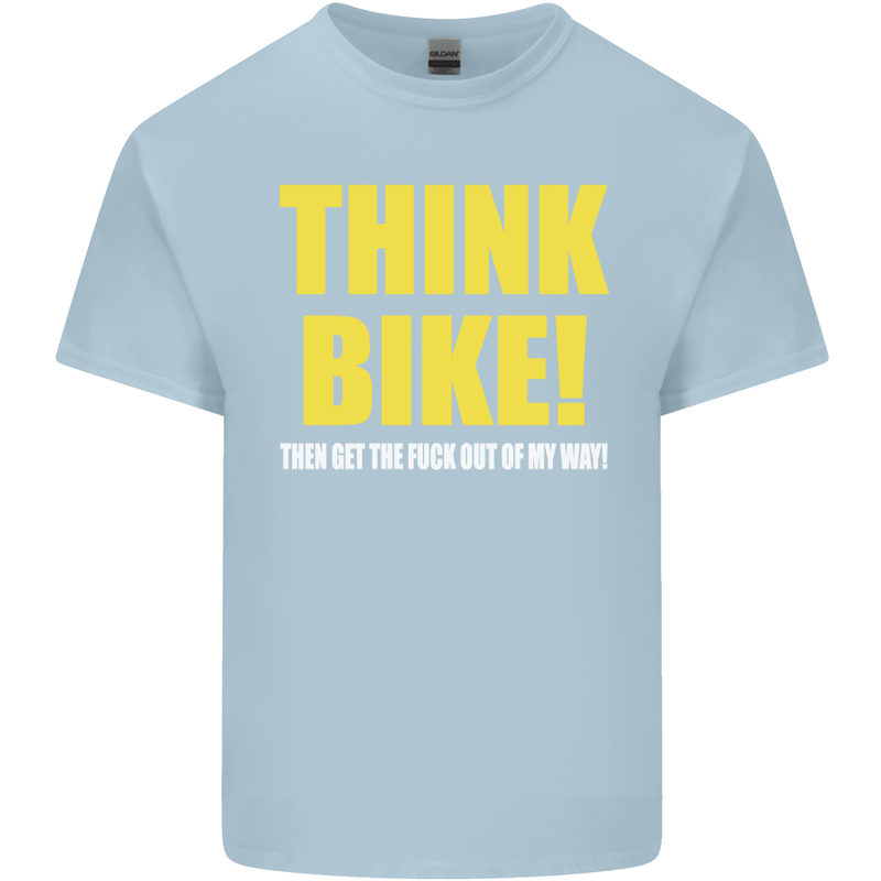 Think Bike! Cycling Biker Motorbike Bicycle Mens Cotton T-Shirt Tee Top Light Blue