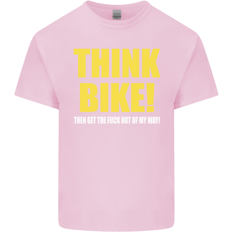Think Bike! Cycling Biker Motorbike Bicycle Mens Cotton T-Shirt Tee Top Light Pink