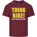 Think Bike! Cycling Biker Motorbike Bicycle Mens Cotton T-Shirt Tee Top Maroon