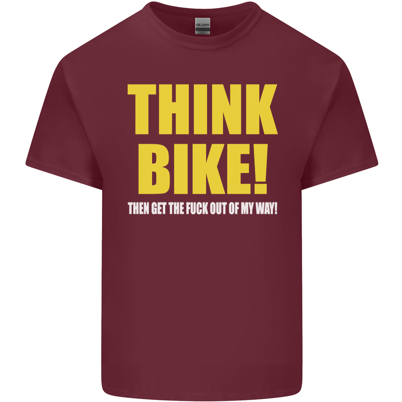 Think Bike! Cycling Biker Motorbike Bicycle Mens Cotton T-Shirt Tee Top Maroon