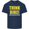 Think Bike! Cycling Biker Motorbike Bicycle Mens Cotton T-Shirt Tee Top Navy Blue