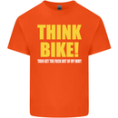 Think Bike! Cycling Biker Motorbike Bicycle Mens Cotton T-Shirt Tee Top Orange