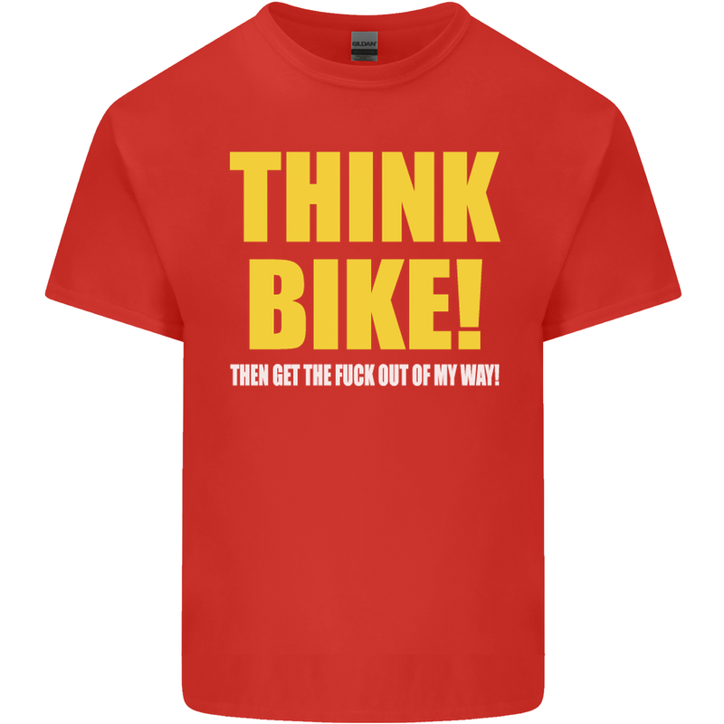 Think Bike! Cycling Biker Motorbike Bicycle Mens Cotton T-Shirt Tee Top Red