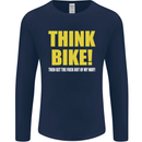 Think Bike! Cycling Biker Motorbike Bicycle Mens Long Sleeve T-Shirt Navy Blue