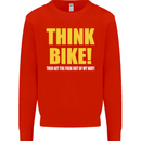 Think Bike! Cycling Biker Motorbike Bicycle Mens Sweatshirt Jumper Bright Red