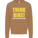 Think Bike! Cycling Biker Motorbike Bicycle Mens Sweatshirt Jumper Caramel Latte