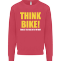Think Bike! Cycling Biker Motorbike Bicycle Mens Sweatshirt Jumper Heliconia
