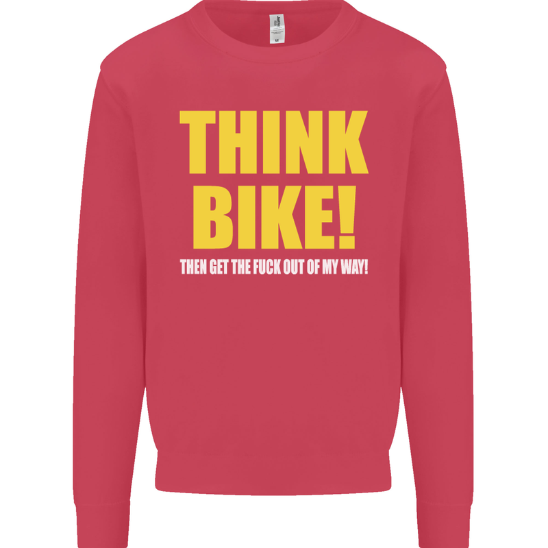 Think Bike! Cycling Biker Motorbike Bicycle Mens Sweatshirt Jumper Heliconia
