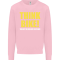 Think Bike! Cycling Biker Motorbike Bicycle Mens Sweatshirt Jumper Light Pink