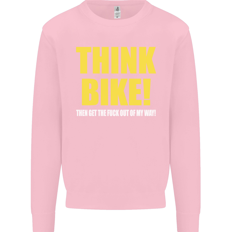 Think Bike! Cycling Biker Motorbike Bicycle Mens Sweatshirt Jumper Light Pink