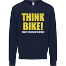 Think Bike! Cycling Biker Motorbike Bicycle Mens Sweatshirt Jumper Navy Blue