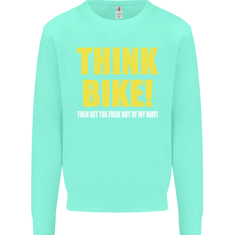 Think Bike! Cycling Biker Motorbike Bicycle Mens Sweatshirt Jumper Peppermint