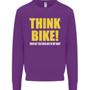 Think Bike! Cycling Biker Motorbike Bicycle Mens Sweatshirt Jumper Purple