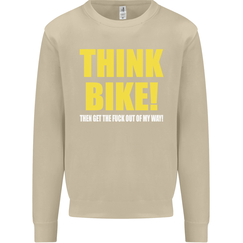 Think Bike! Cycling Biker Motorbike Bicycle Mens Sweatshirt Jumper Sand