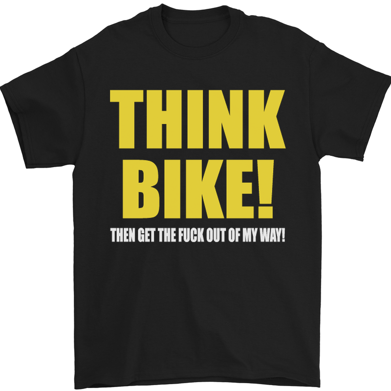 Think Bike! Cycling Biker Motorbike Bicycle Mens T-Shirt Cotton Gildan Black