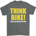 Think Bike! Cycling Biker Motorbike Bicycle Mens T-Shirt Cotton Gildan Charcoal