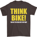 Think Bike! Cycling Biker Motorbike Bicycle Mens T-Shirt Cotton Gildan Dark Chocolate