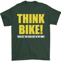 Think Bike! Cycling Biker Motorbike Bicycle Mens T-Shirt Cotton Gildan Forest Green