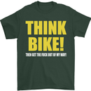 Think Bike! Cycling Biker Motorbike Bicycle Mens T-Shirt Cotton Gildan Forest Green