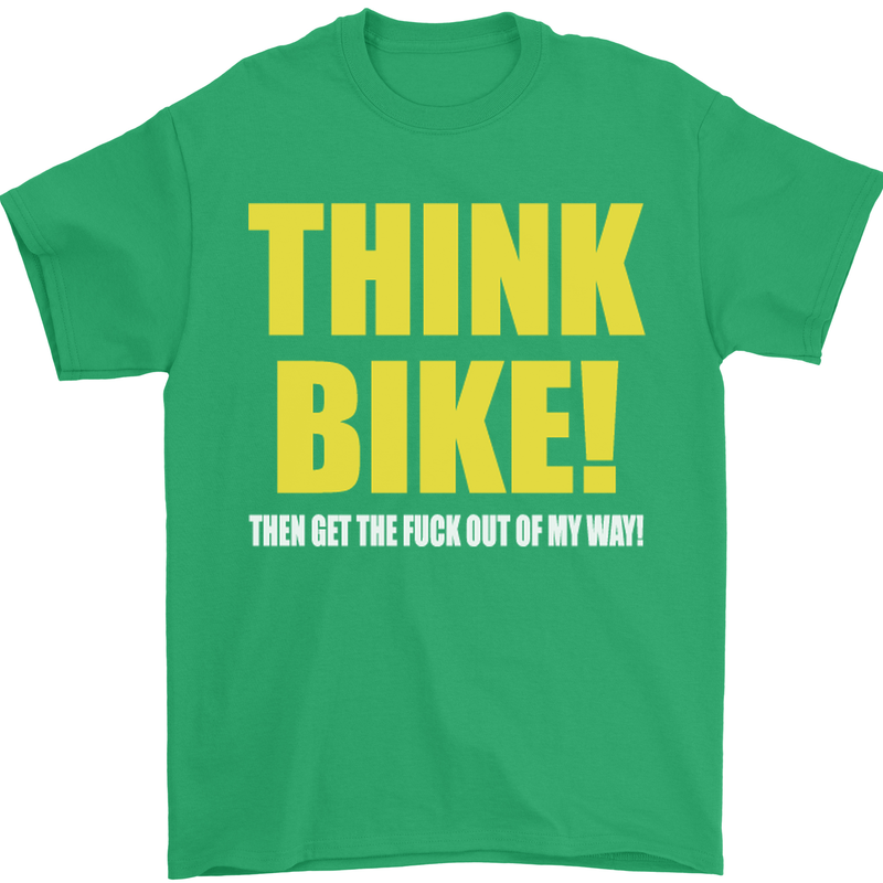 Think Bike! Cycling Biker Motorbike Bicycle Mens T-Shirt Cotton Gildan Irish Green
