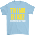 Think Bike! Cycling Biker Motorbike Bicycle Mens T-Shirt Cotton Gildan Light Blue