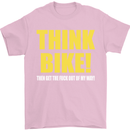 Think Bike! Cycling Biker Motorbike Bicycle Mens T-Shirt Cotton Gildan Light Pink