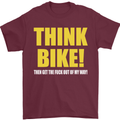 Think Bike! Cycling Biker Motorbike Bicycle Mens T-Shirt Cotton Gildan Maroon