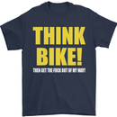Think Bike! Cycling Biker Motorbike Bicycle Mens T-Shirt Cotton Gildan Navy Blue