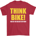 Think Bike! Cycling Biker Motorbike Bicycle Mens T-Shirt Cotton Gildan Red