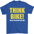 Think Bike! Cycling Biker Motorbike Bicycle Mens T-Shirt Cotton Gildan Royal Blue