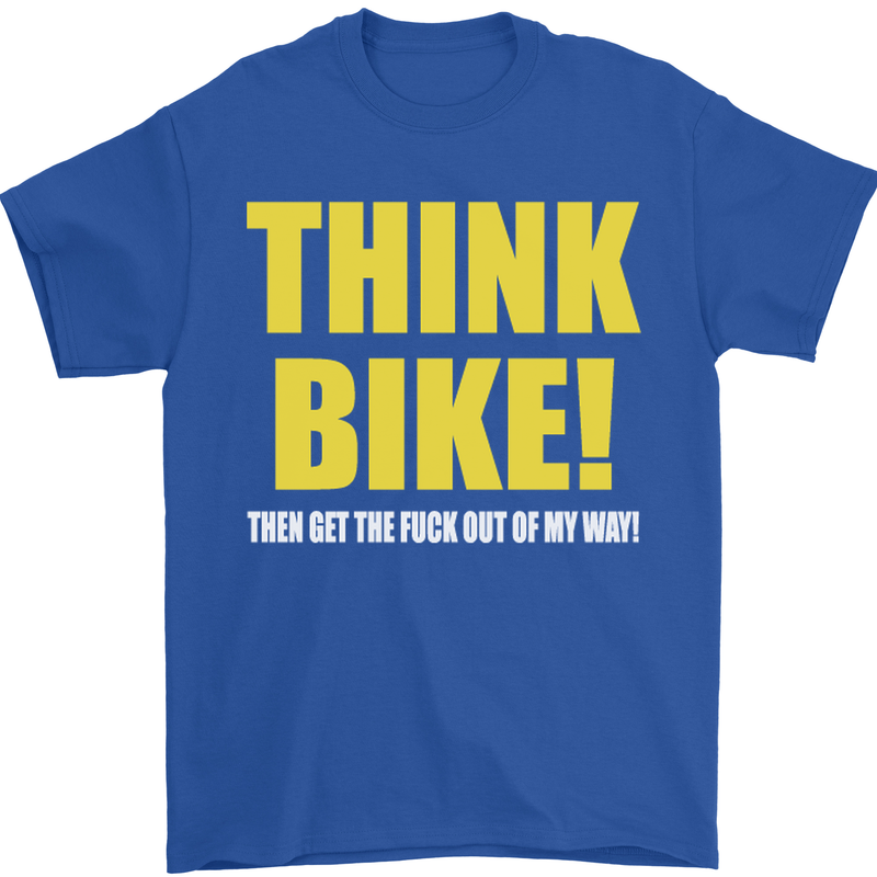 Think Bike! Cycling Biker Motorbike Bicycle Mens T-Shirt Cotton Gildan Royal Blue