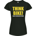 Think Bike! Cycling Biker Motorbike Bicycle Womens Petite Cut T-Shirt Black