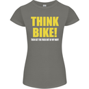 Think Bike! Cycling Biker Motorbike Bicycle Womens Petite Cut T-Shirt Charcoal