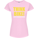 Think Bike! Cycling Biker Motorbike Bicycle Womens Petite Cut T-Shirt Light Pink