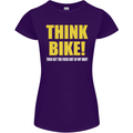 Think Bike! Cycling Biker Motorbike Bicycle Womens Petite Cut T-Shirt Purple