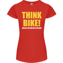 Think Bike! Cycling Biker Motorbike Bicycle Womens Petite Cut T-Shirt Red