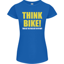 Think Bike! Cycling Biker Motorbike Bicycle Womens Petite Cut T-Shirt Royal Blue
