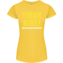 Think Bike! Cycling Biker Motorbike Bicycle Womens Petite Cut T-Shirt Yellow