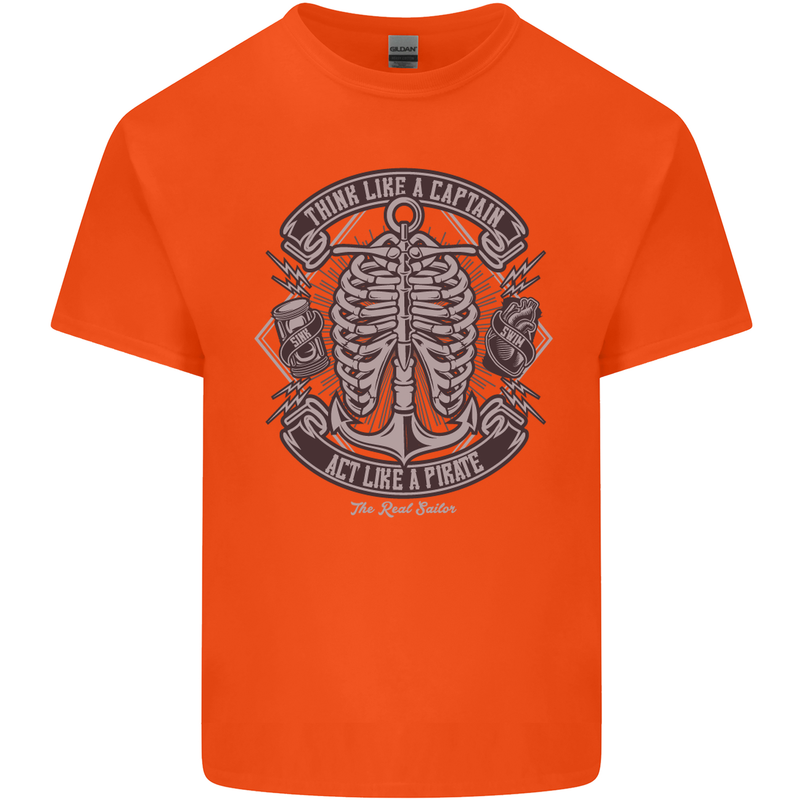Think Like a Pirate Act Captian Sailing Kids T-Shirt Childrens Orange