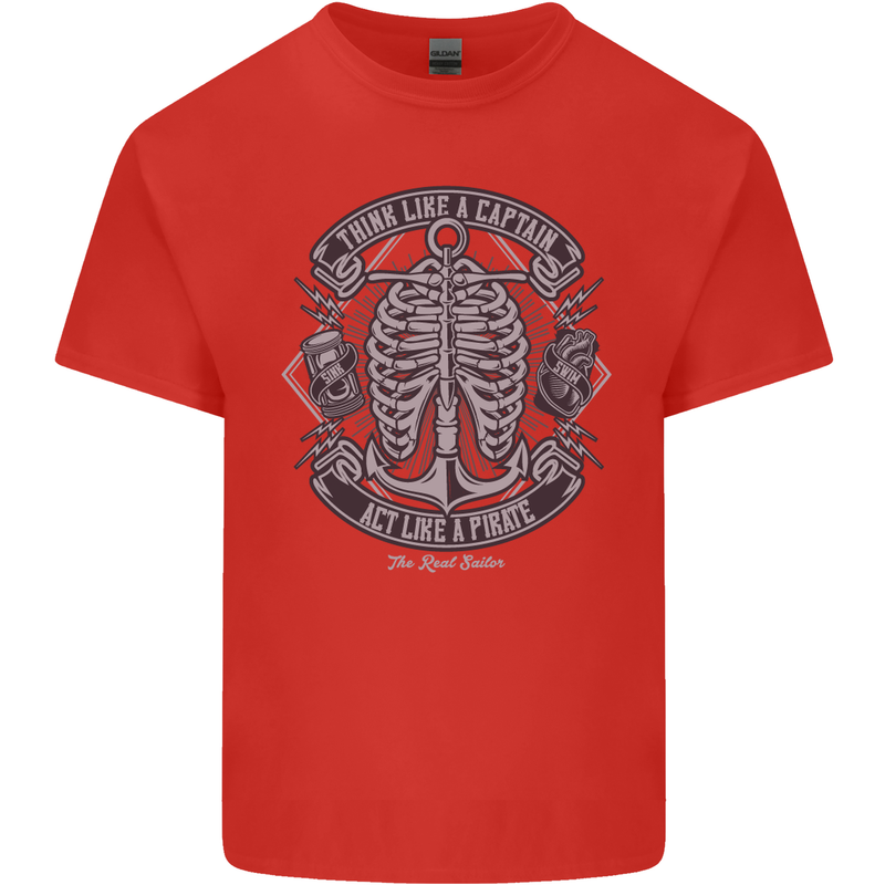 Think Like a Pirate Act Captian Sailing Kids T-Shirt Childrens Red