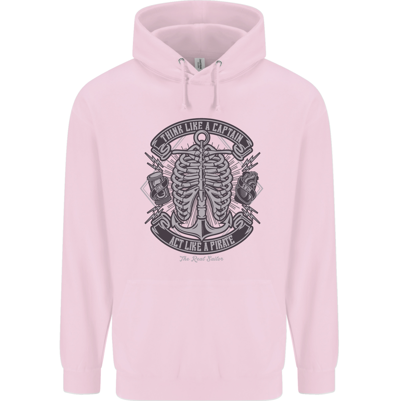 Think Like a Pirate Act Captian Sailing Mens 80% Cotton Hoodie Light Pink
