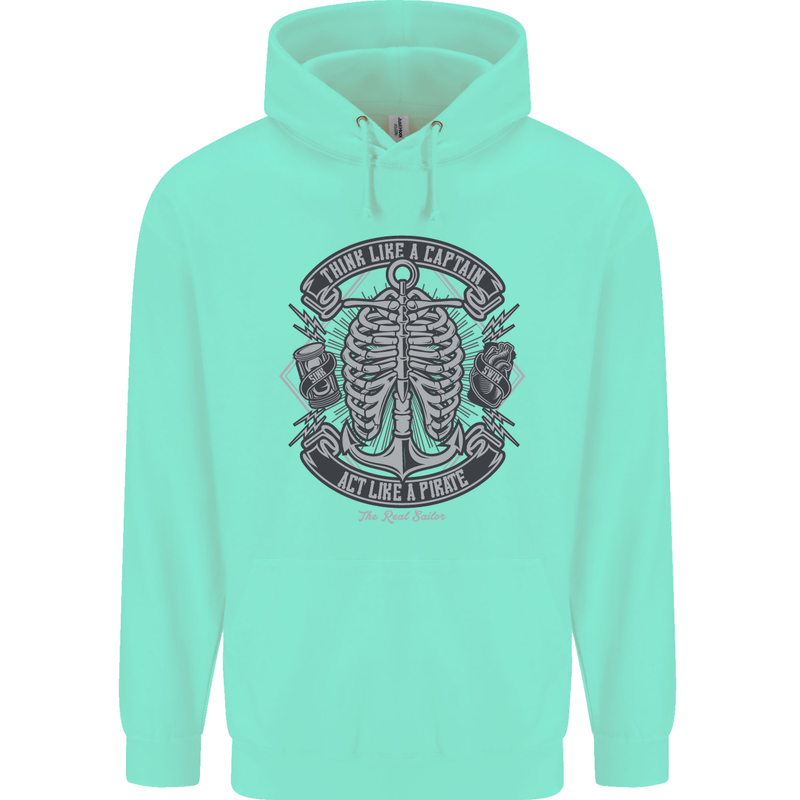 Think Like a Pirate Act Captian Sailing Mens 80% Cotton Hoodie Peppermint